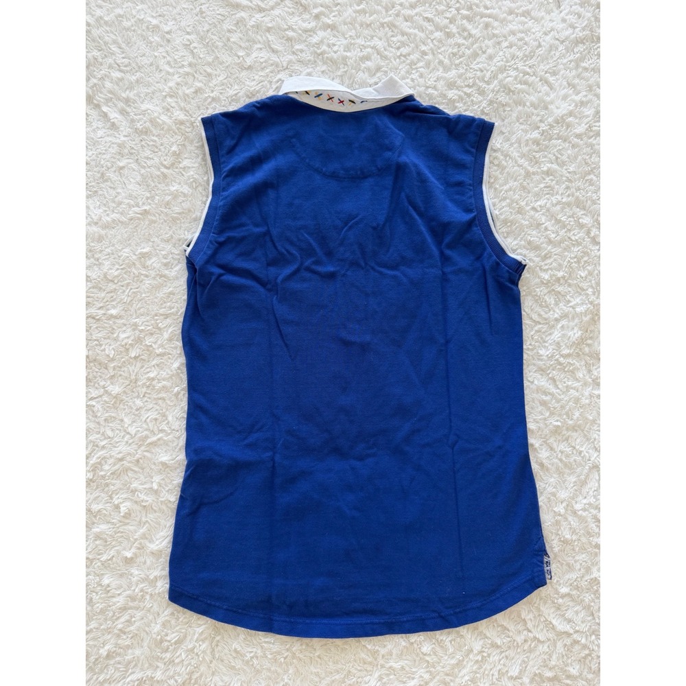 La Martina Sleeveless Polo Womens 2 Beaded Equestrian Royal Blue Excellent - Picture 5 of 5